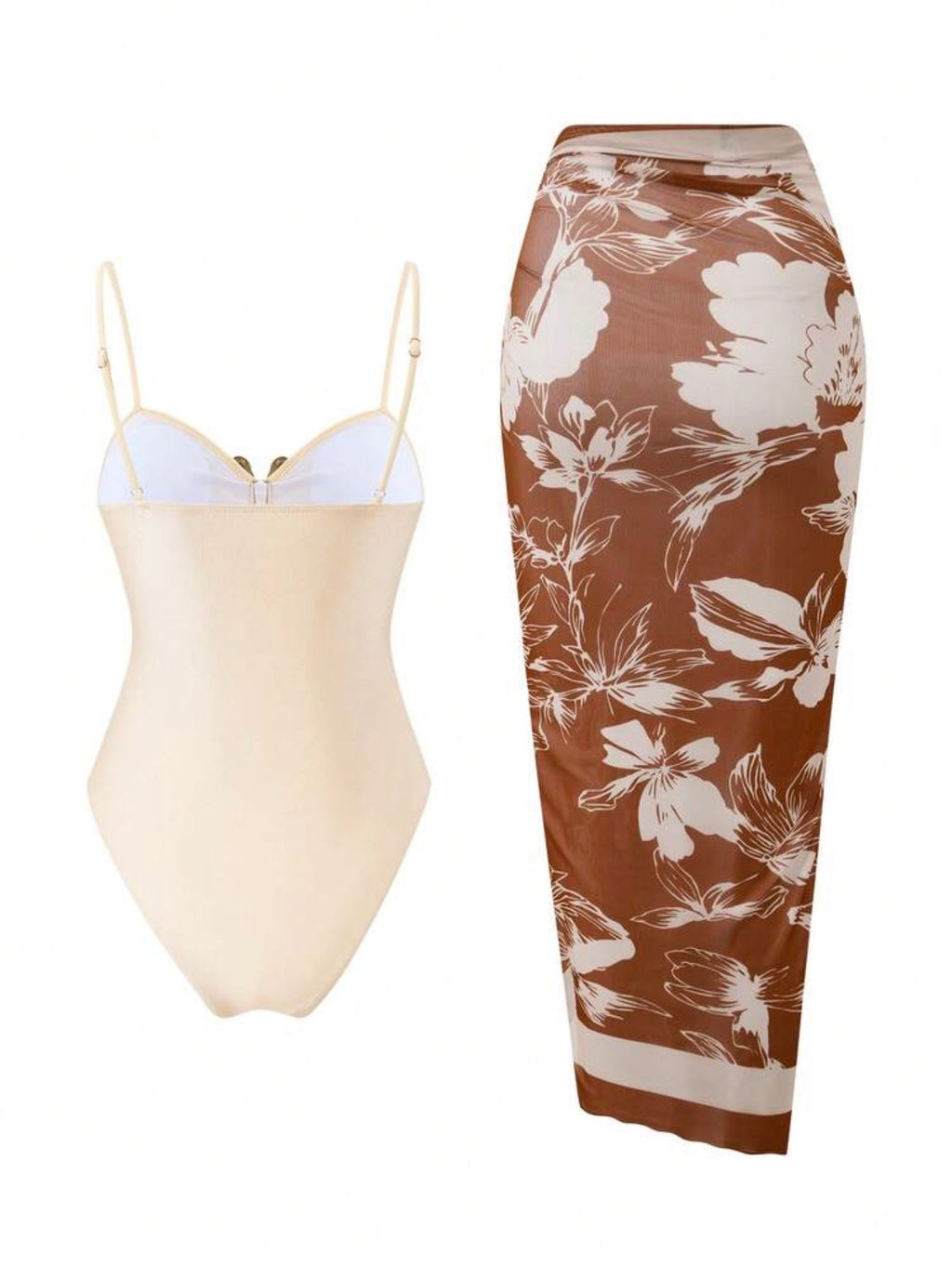 Maillot de bain une pièce avec paréo imprimé fleuri