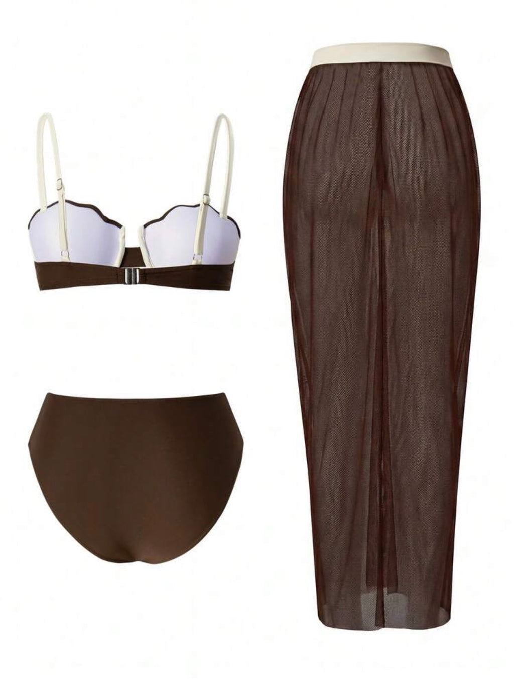 Maillot de Bain Coquille 2 Pièce avec Paréo