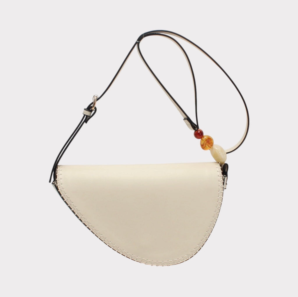 Sac bandoulière demi-lune détail perles