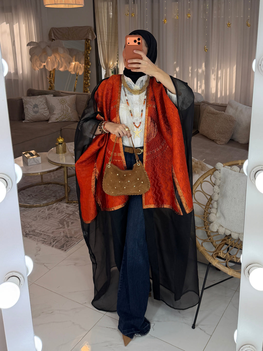 Abaya broderie jacquard