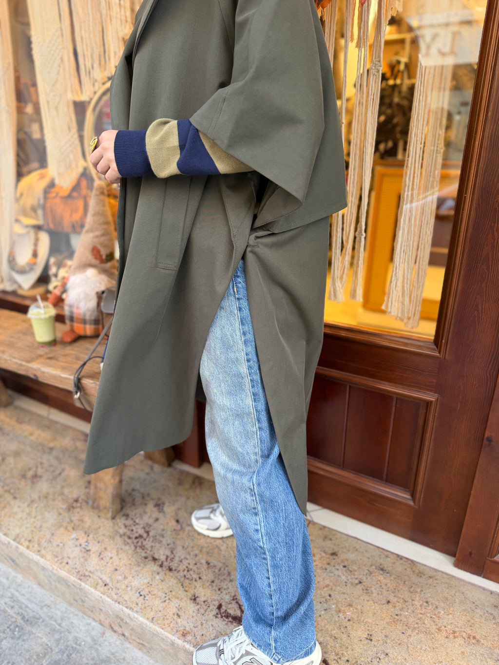 Trench-coat long coupe cape