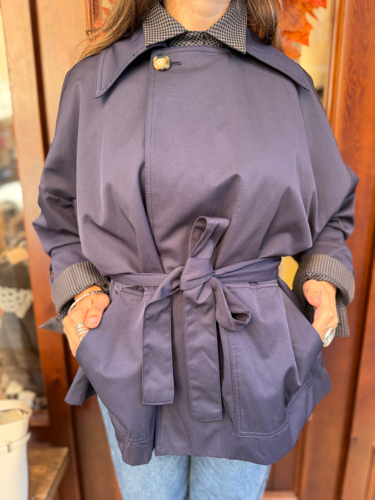 Trench-coat mi long derrière cape