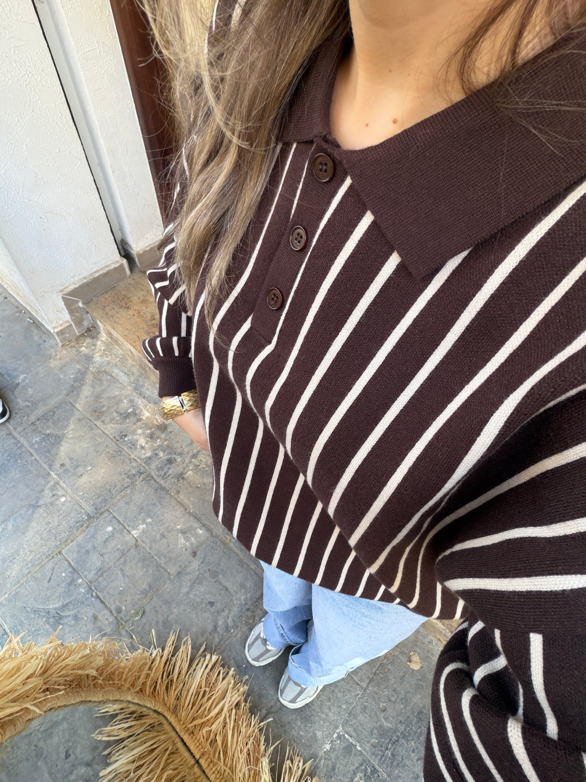 Pull en maille et laine rayé