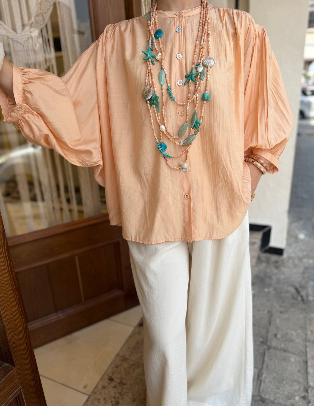 Chemise Fluide en Viscose Boutons Colorés