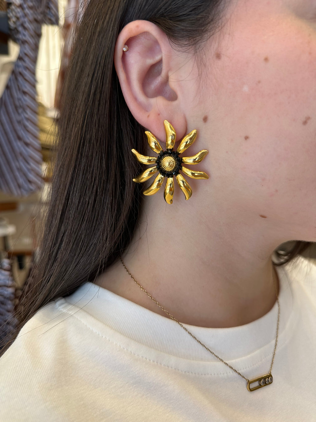 Boucles d’oreilles Soleil Perles Noires