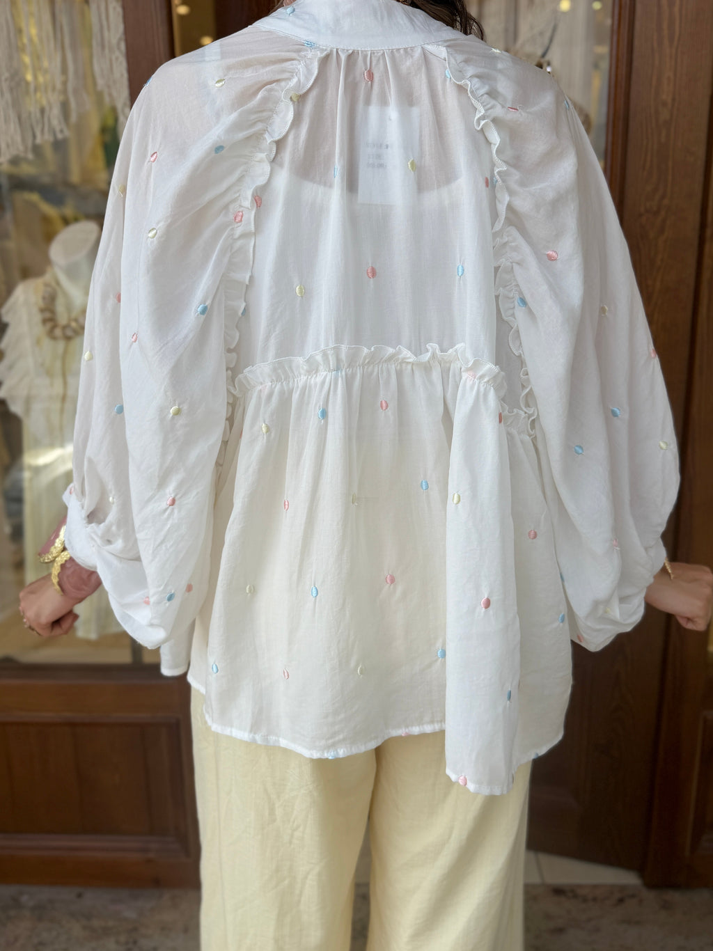 Chemise Fluide Broderie Points Multicolores