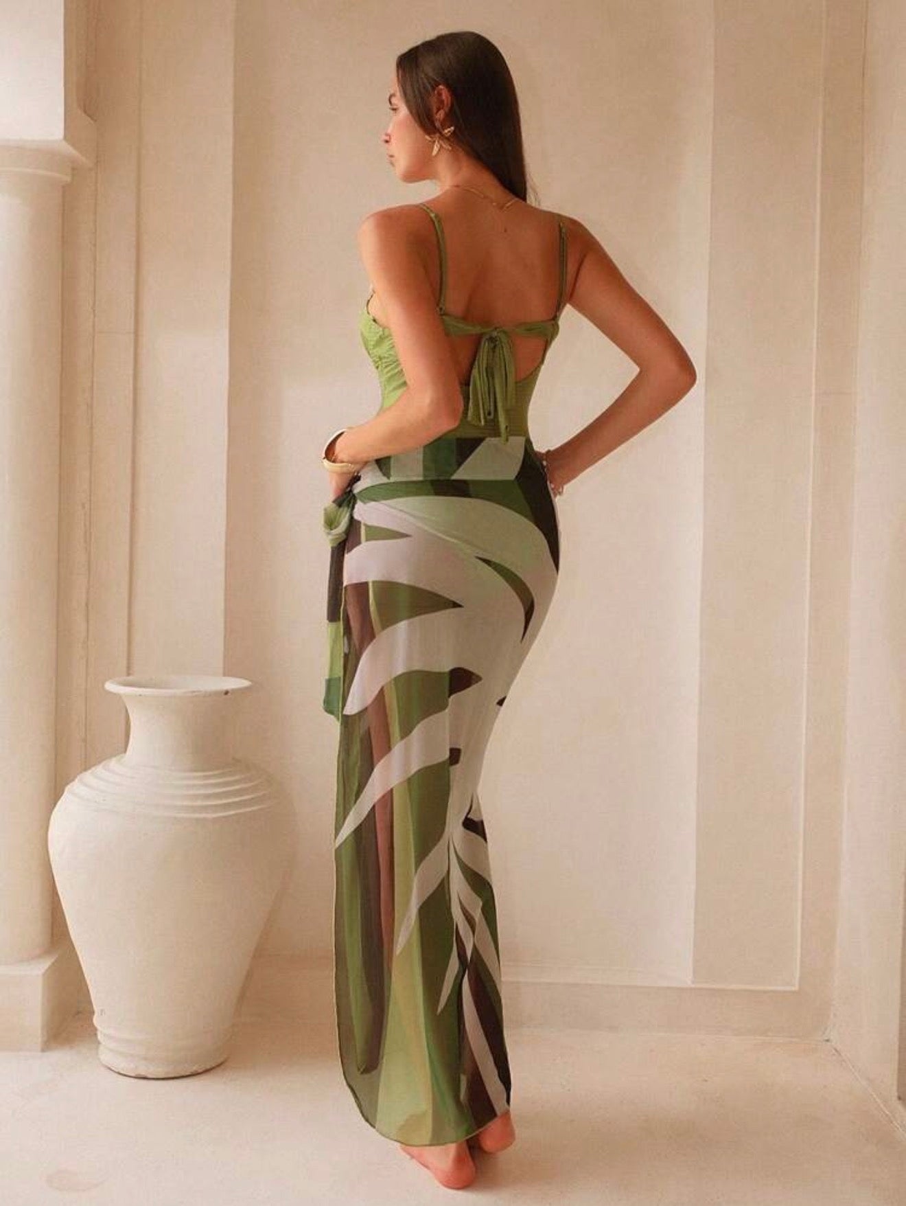 Maillot de bain jacquard une pièce avec jupe
