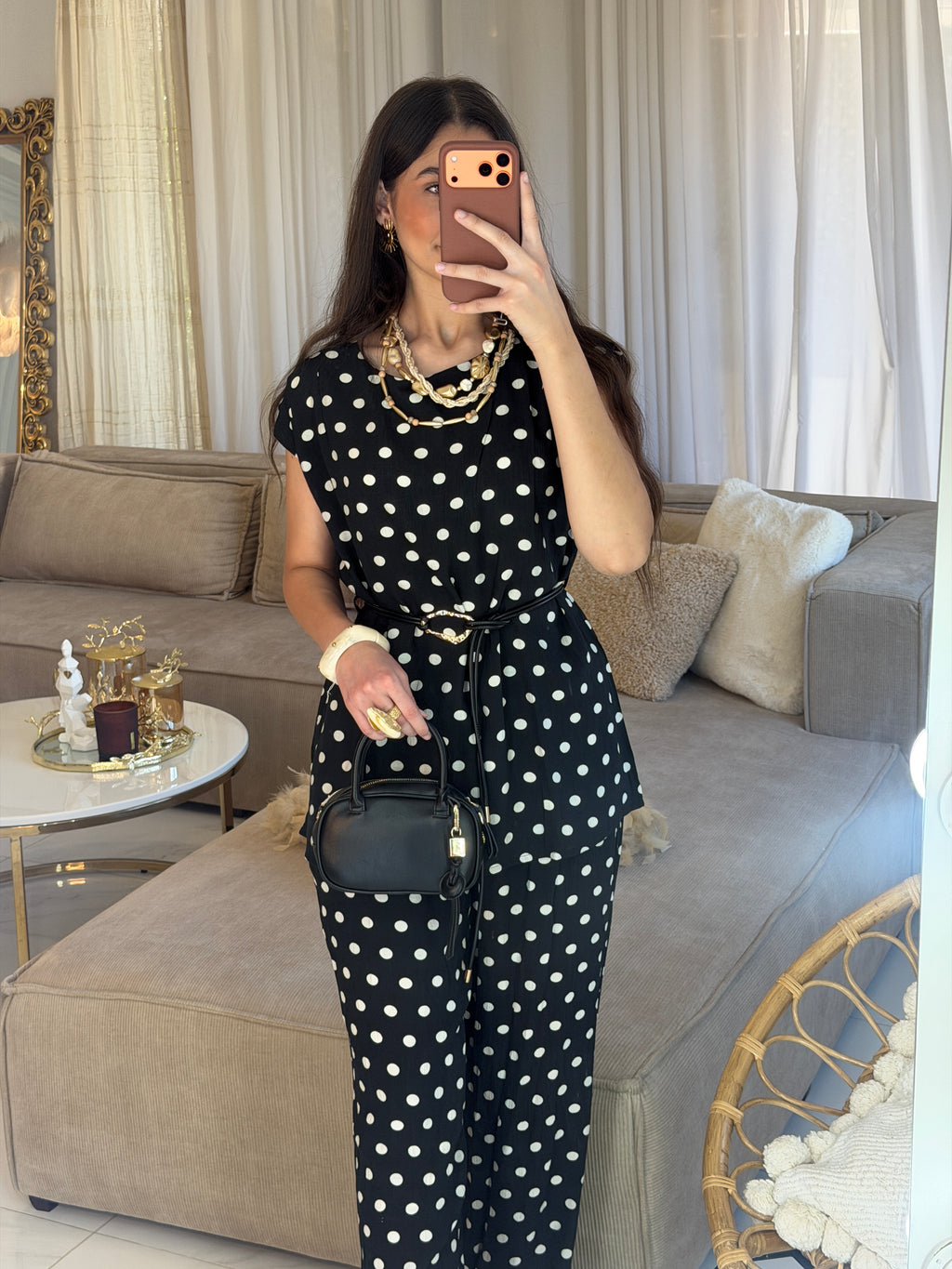 Ensemble Polka avec pantalon et ceinture
