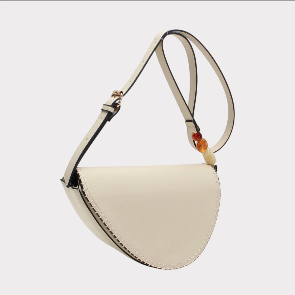 Sac bandoulière demi-lune détail perles