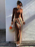 Burkini Modeste 3 Pièces Tricoté Marron