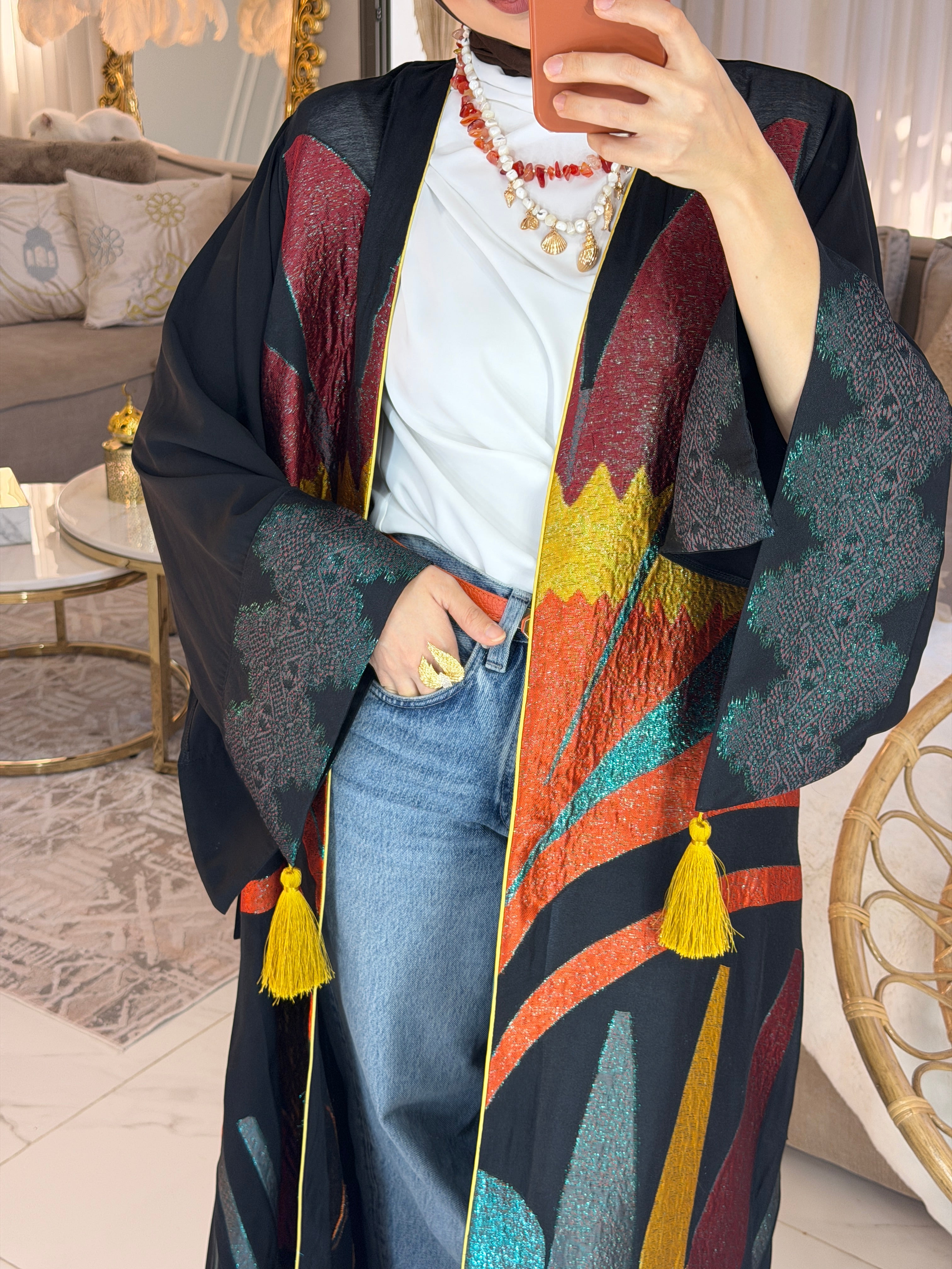 Abaya broderie jacquard luxury