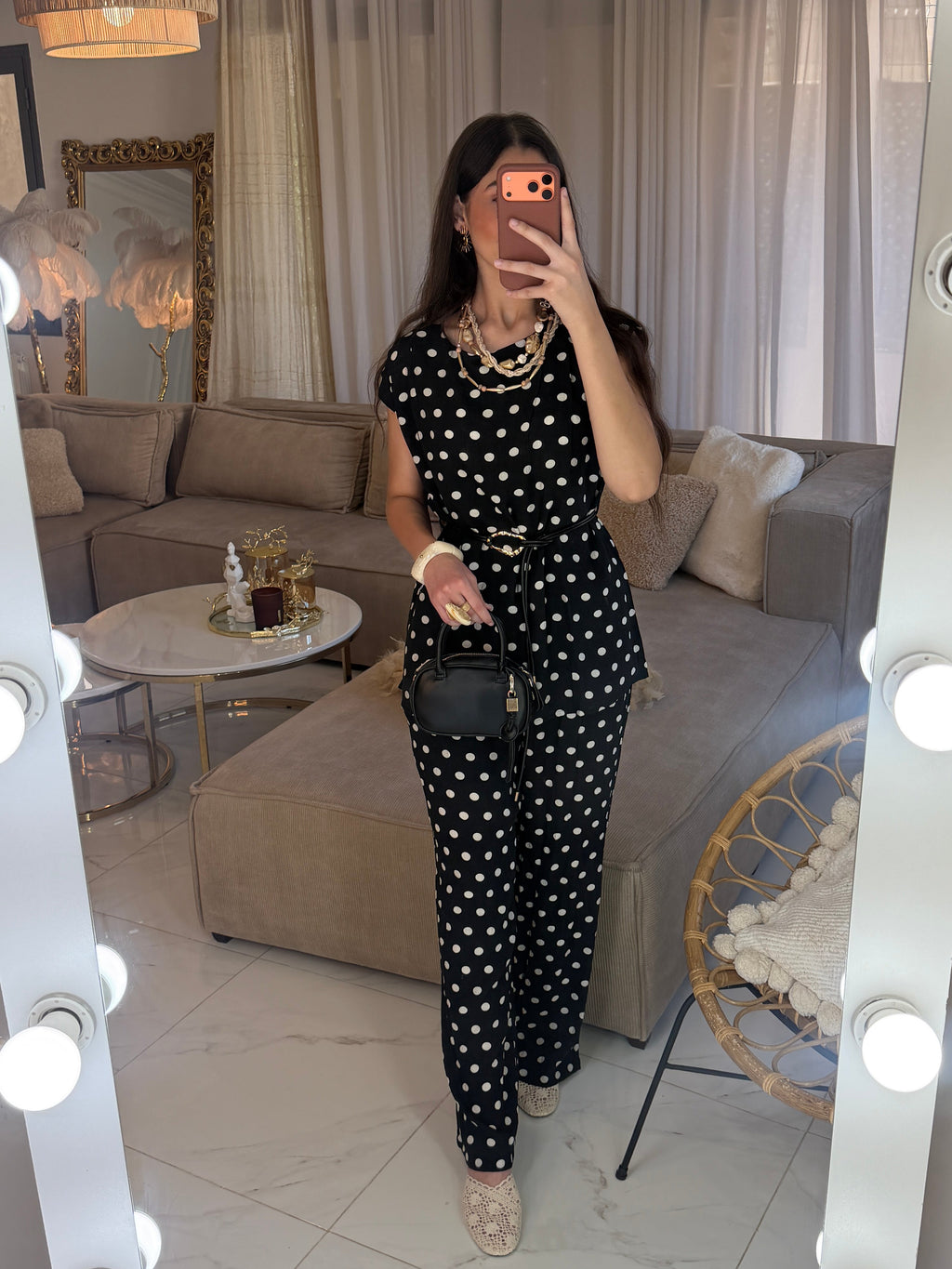 Ensemble Polka avec pantalon et ceinture