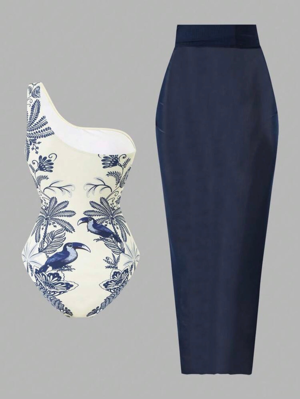 Maillot de bain une pièce palmier avec jupe longue