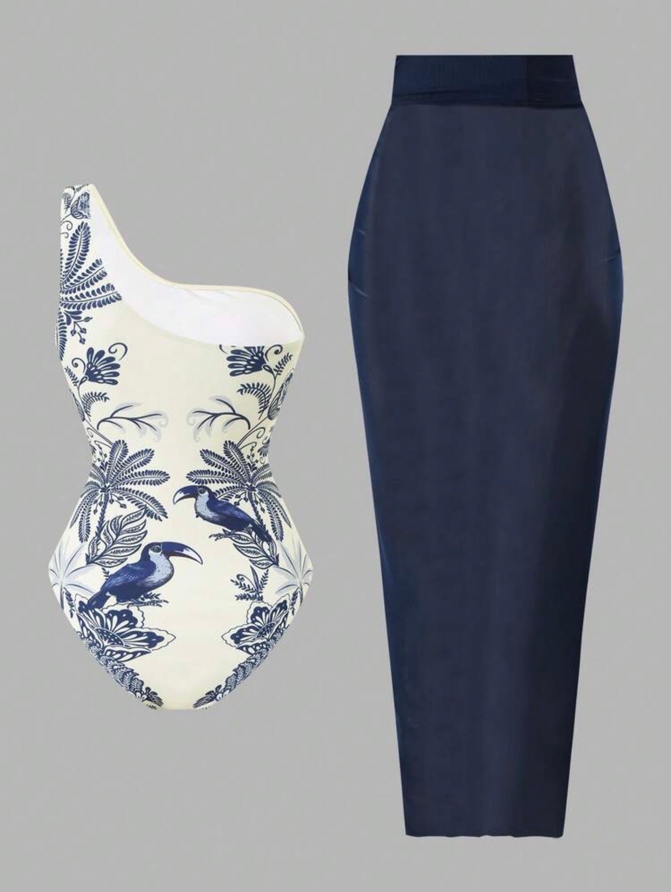 Maillot de bain une pièce palmier avec jupe longue