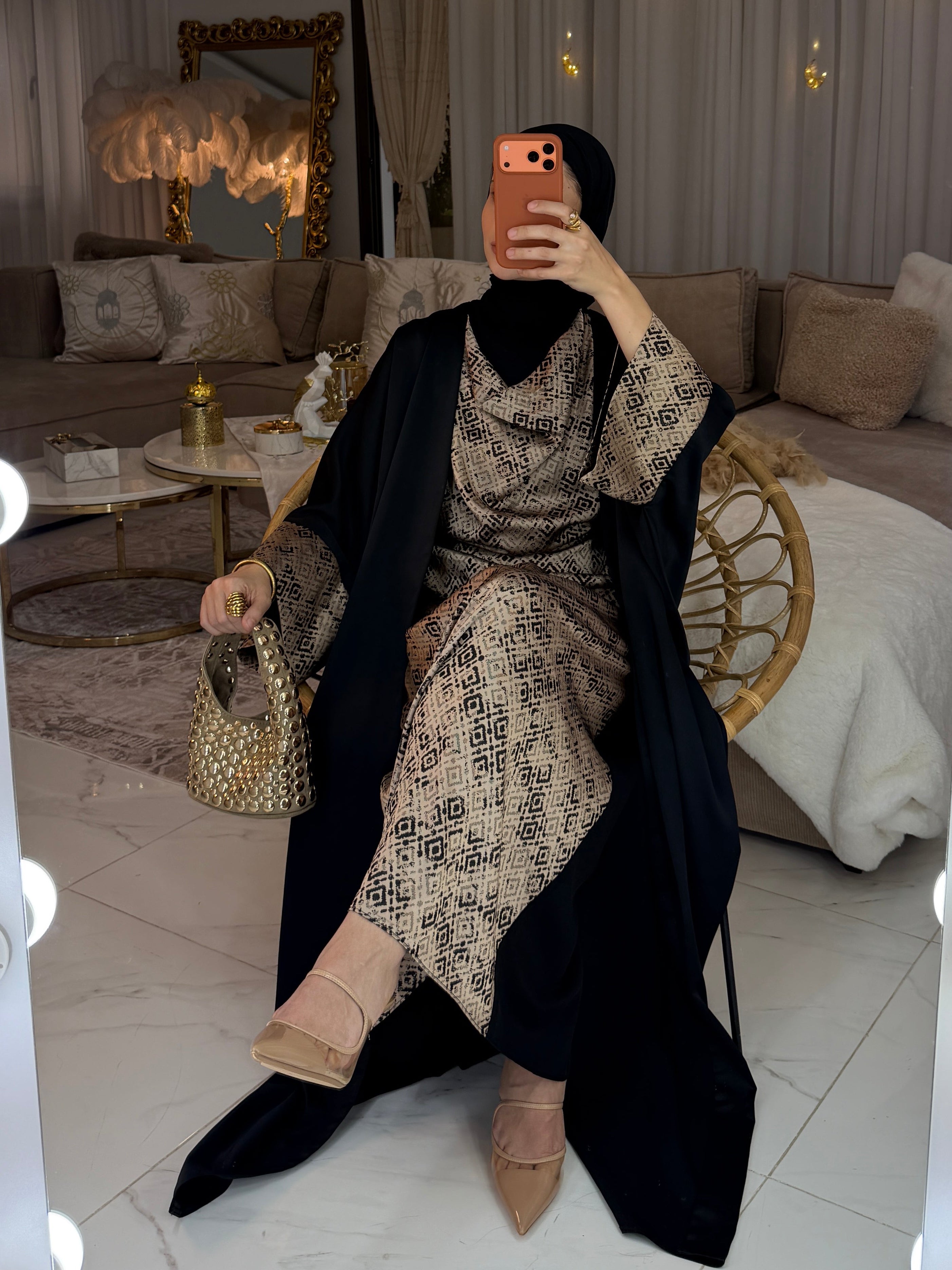 Abaya deux pièces en satin
