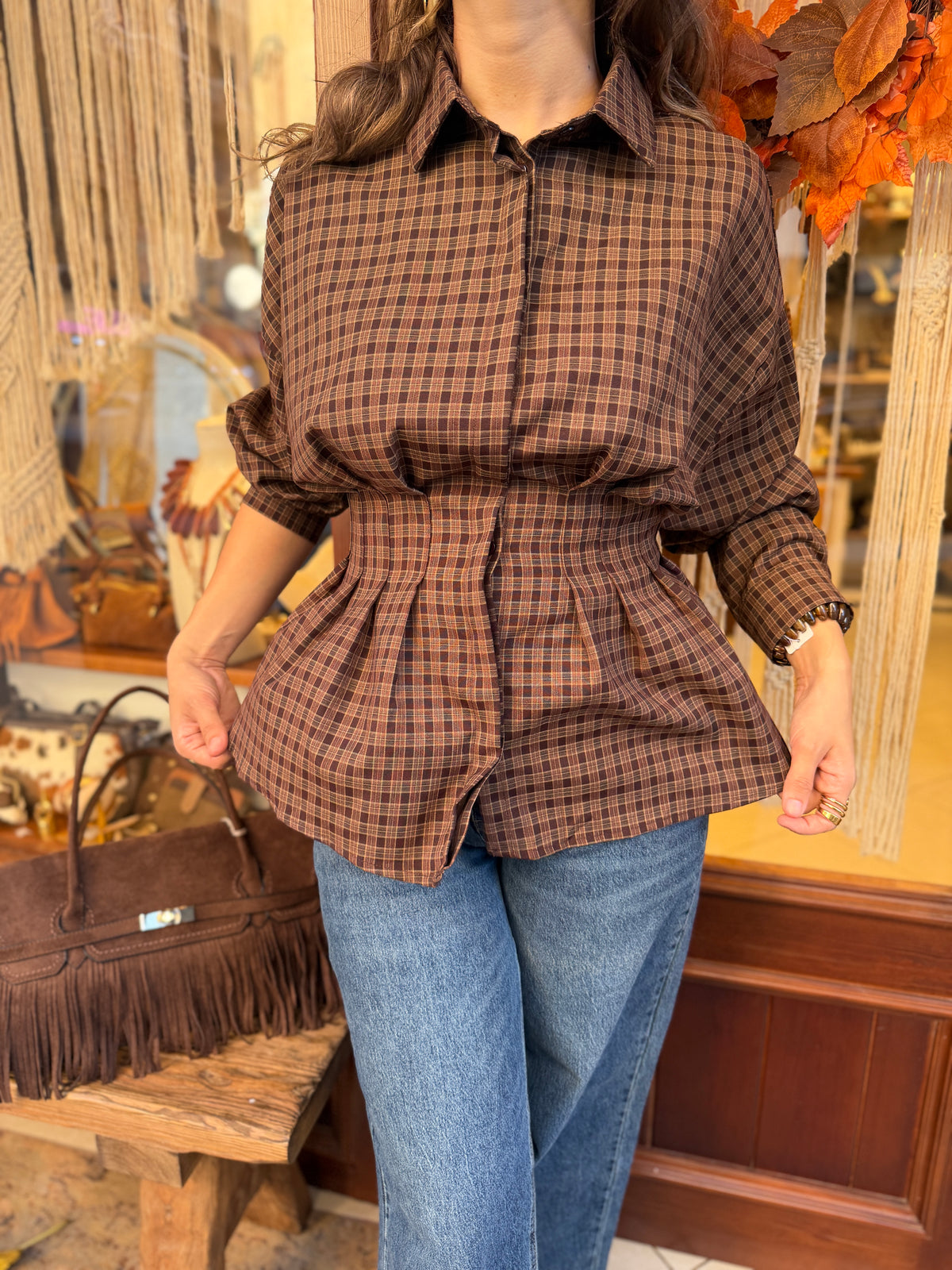 Chemise à carreaux à pinces