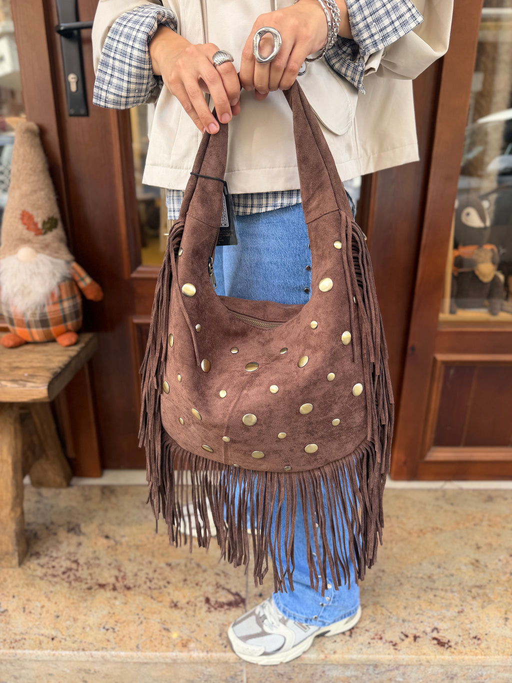 Sac shopper à frange porter épaule