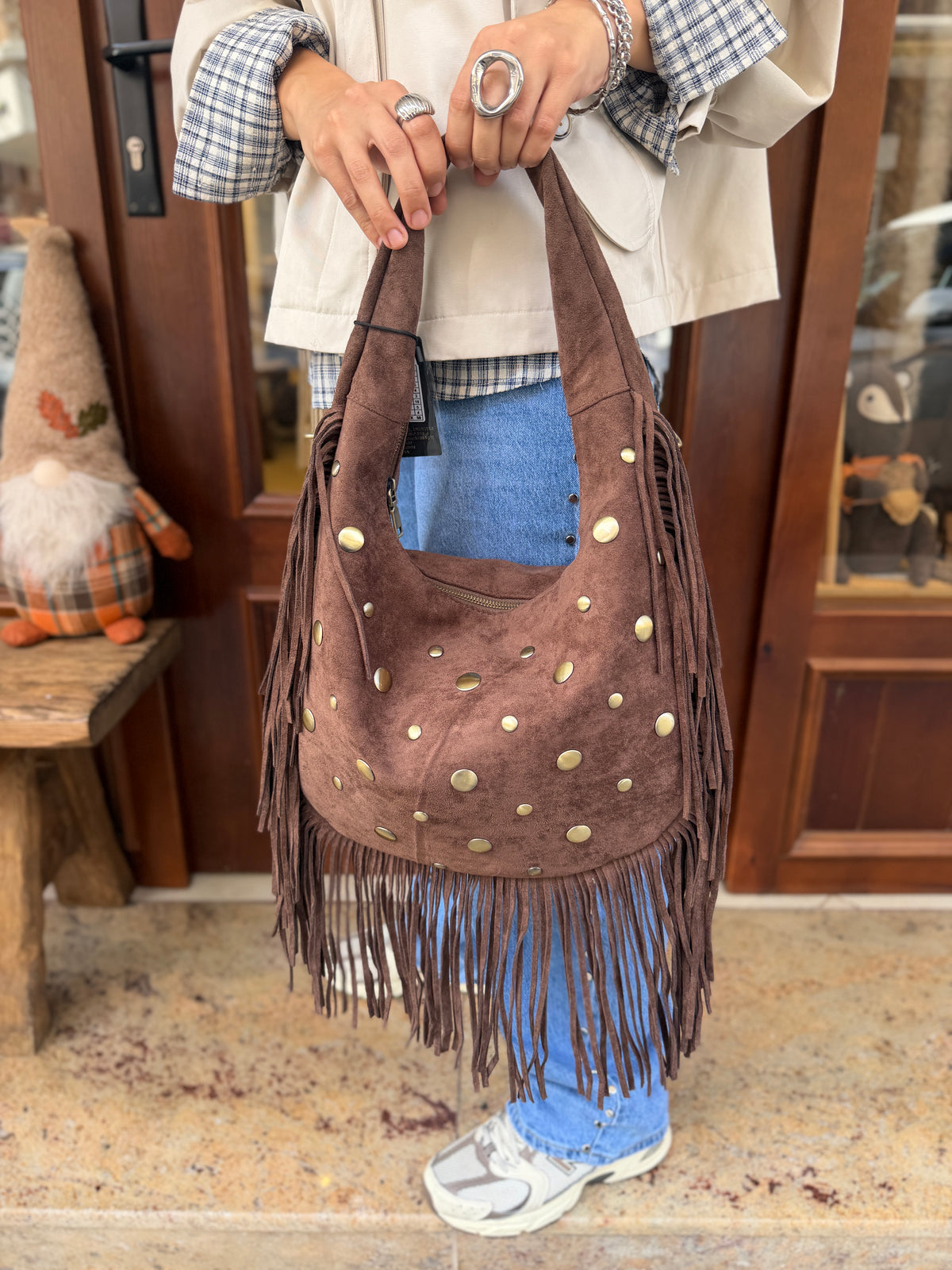 Sac shopper à frange porter épaule