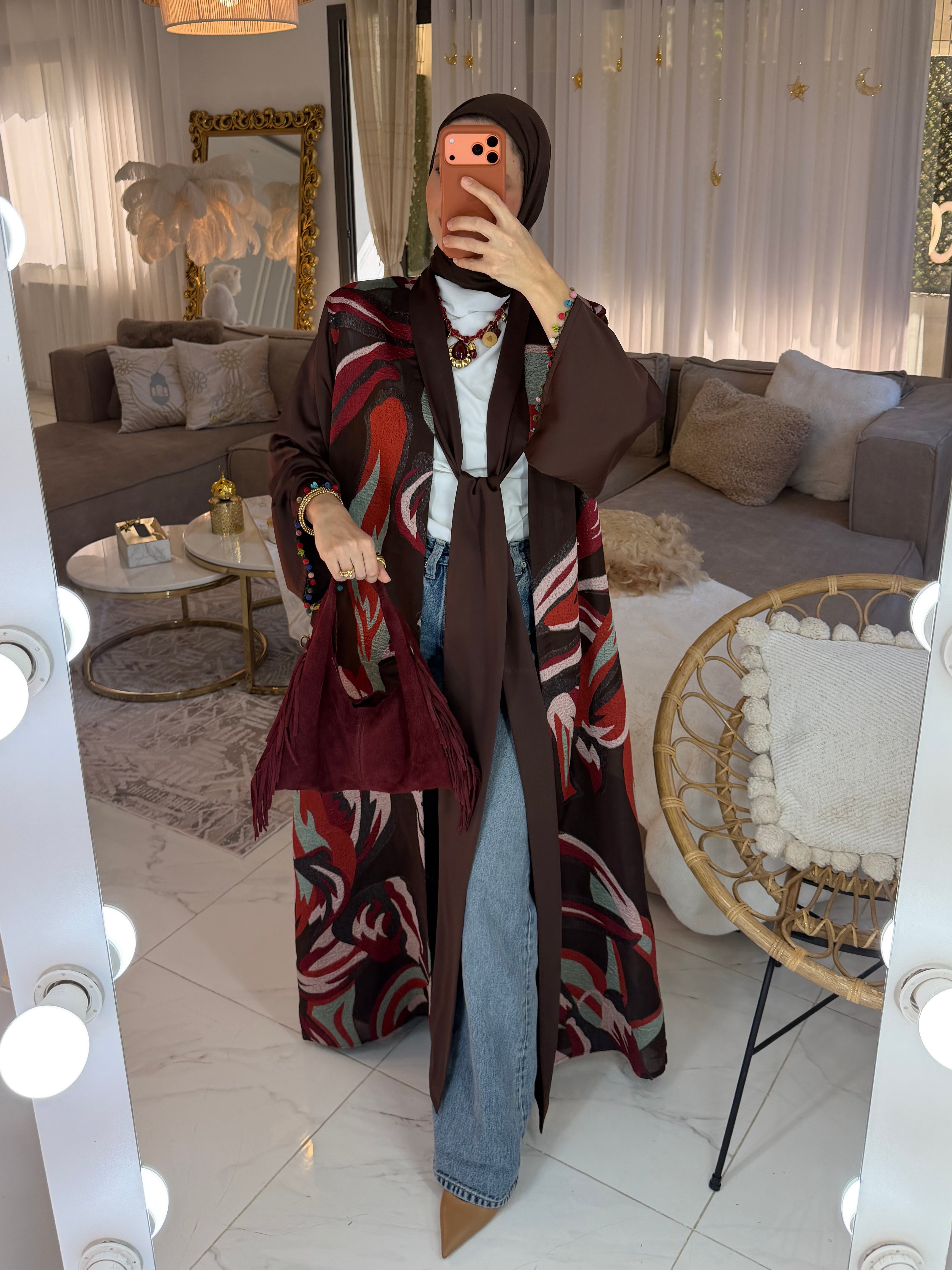 Abaya jacquard écharpe