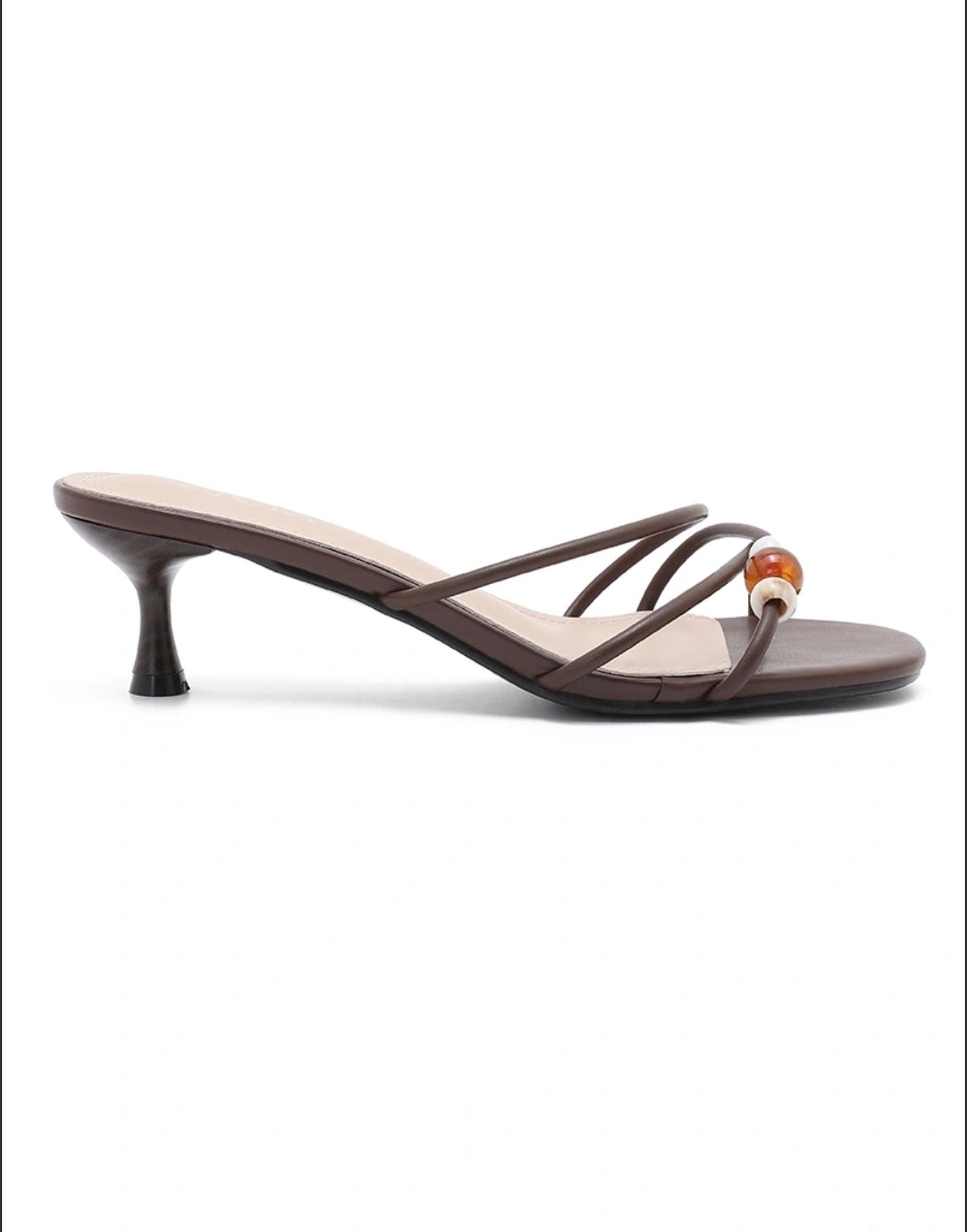 Mule à talon fin multi-brides avec perles