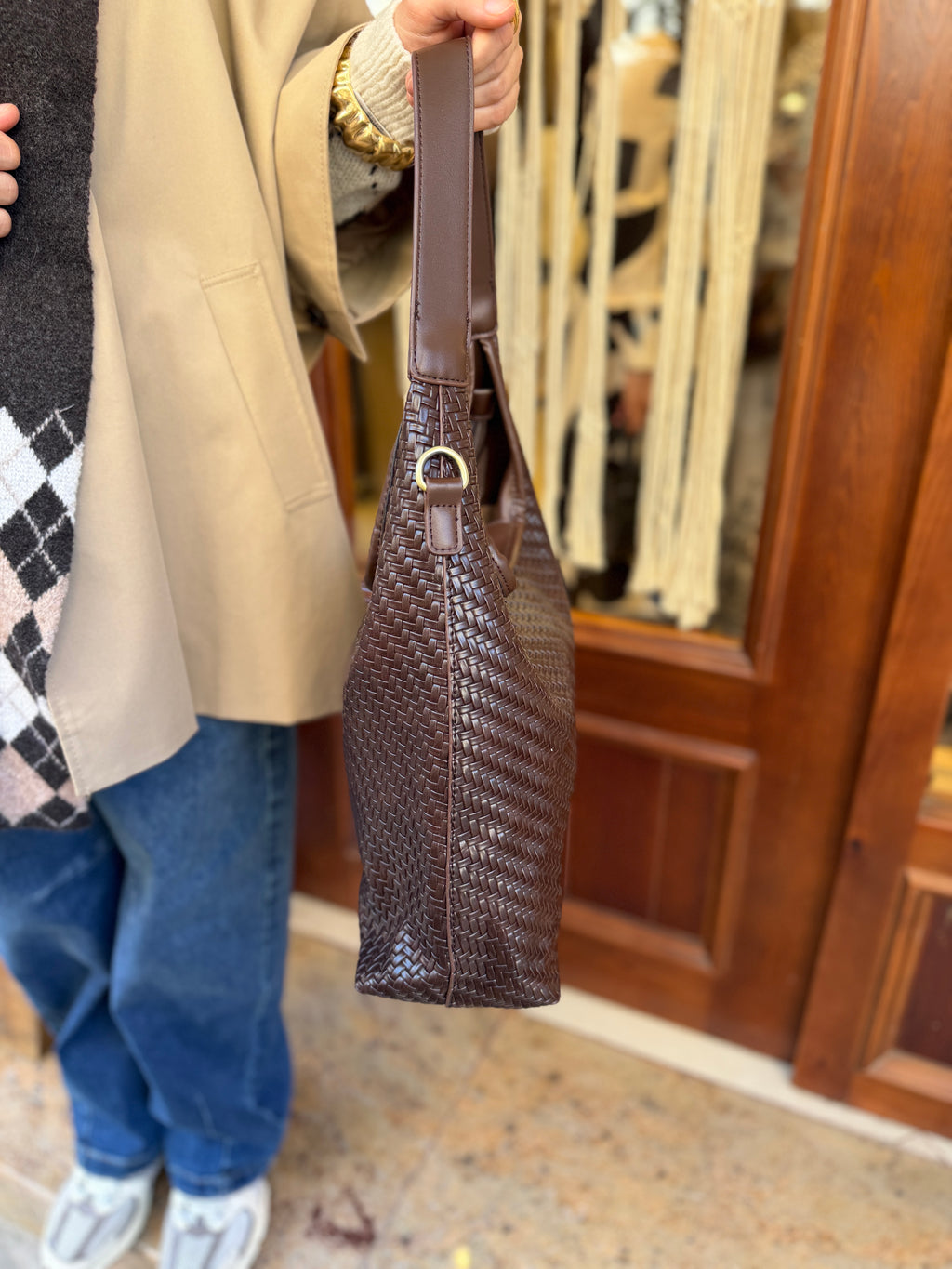 Sac shopper tressé avec lance