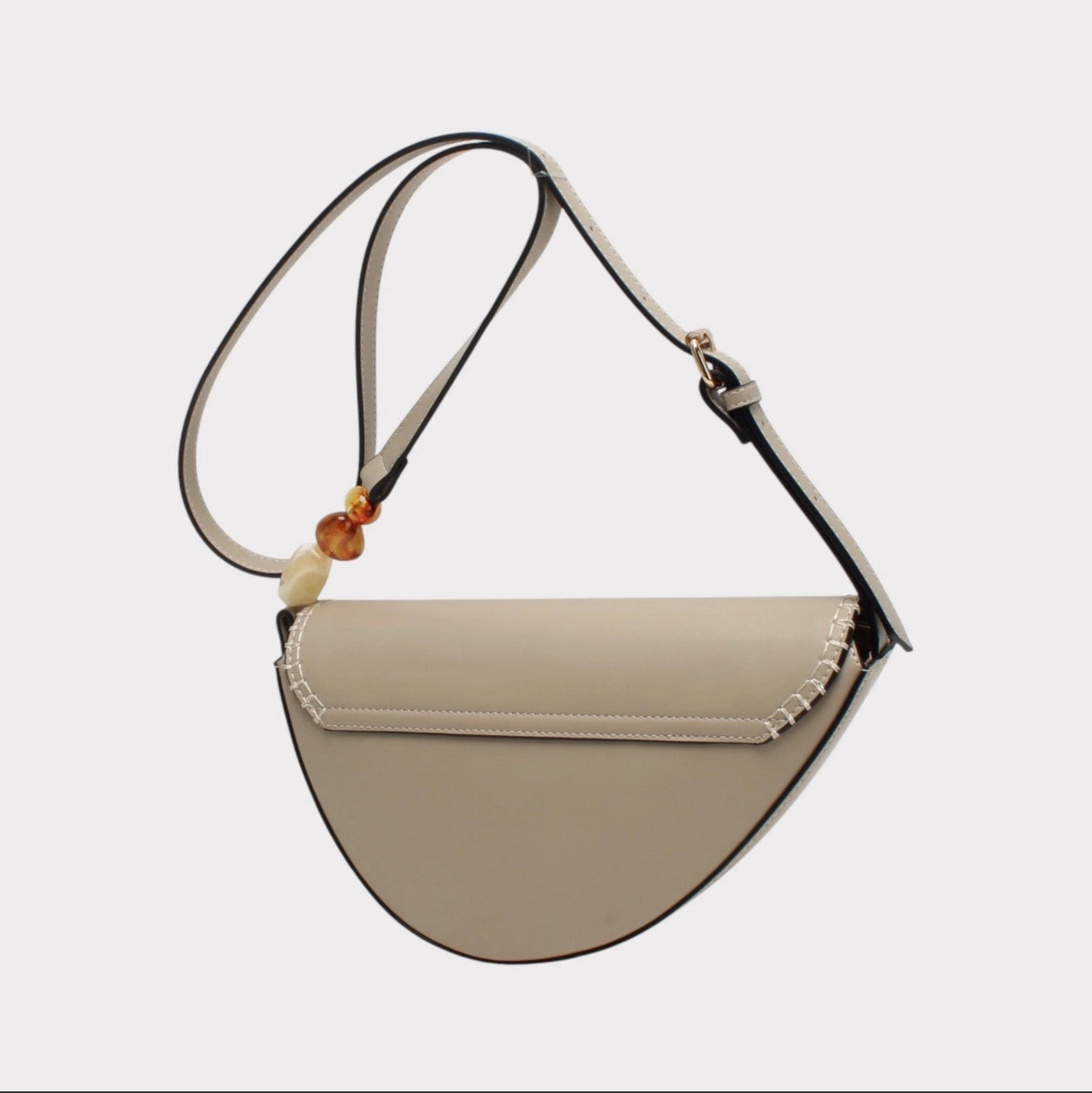 Sac bandoulière demi-lune détail perles