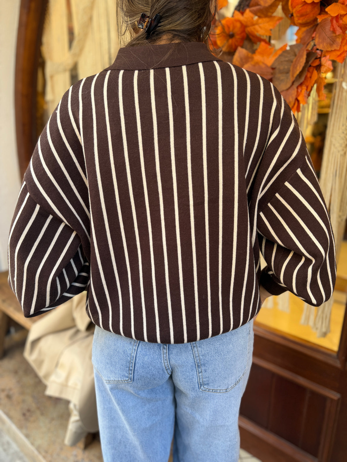 Pull en maille et laine rayé