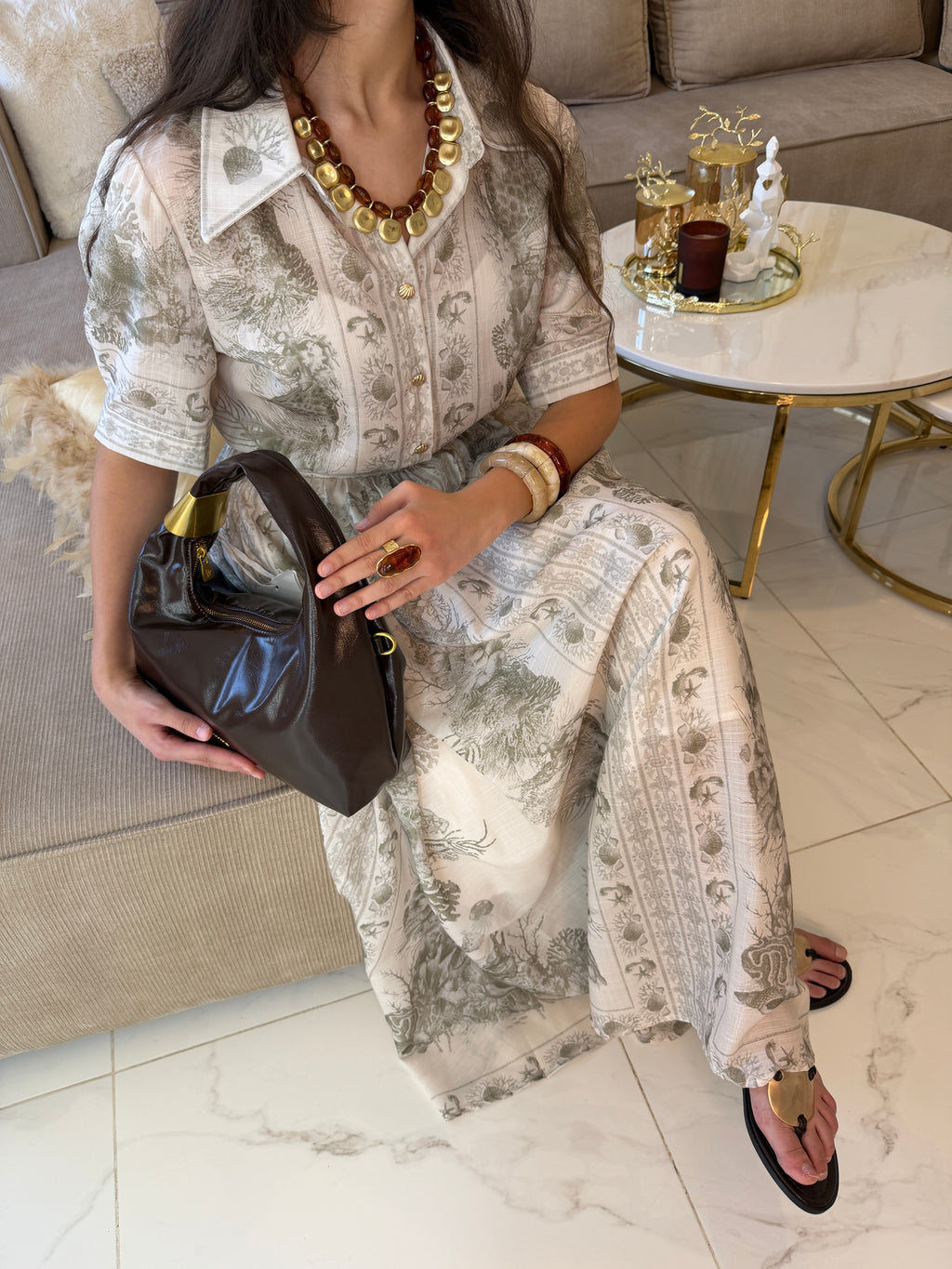 Ensemble Méditerranéen jupe maxi longue et blouse