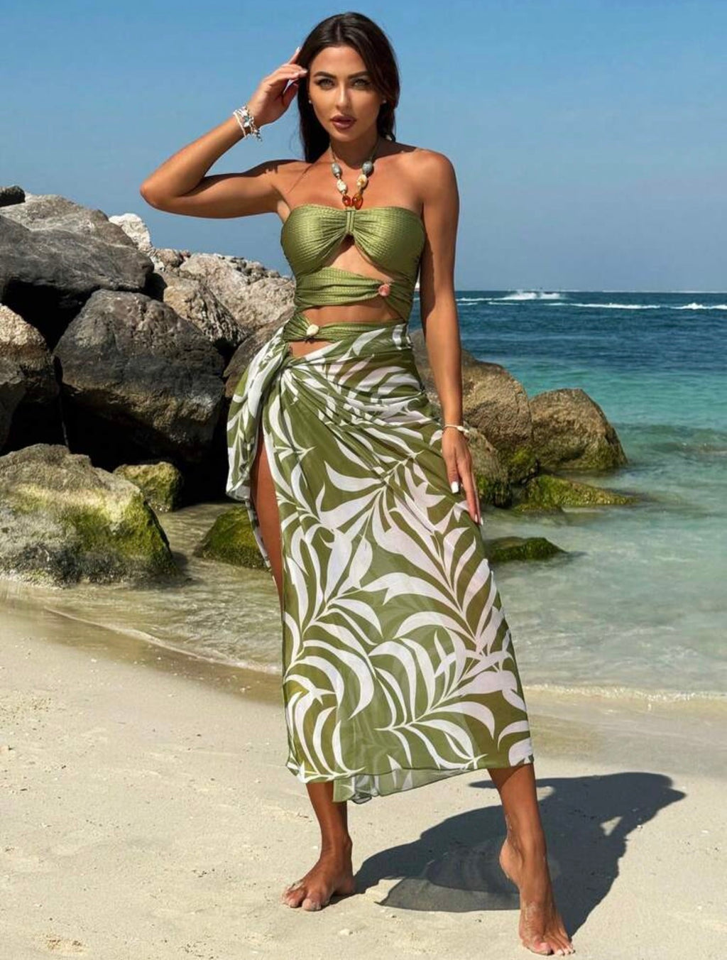 Maillot de bain une pièce avec cache maillot bohème