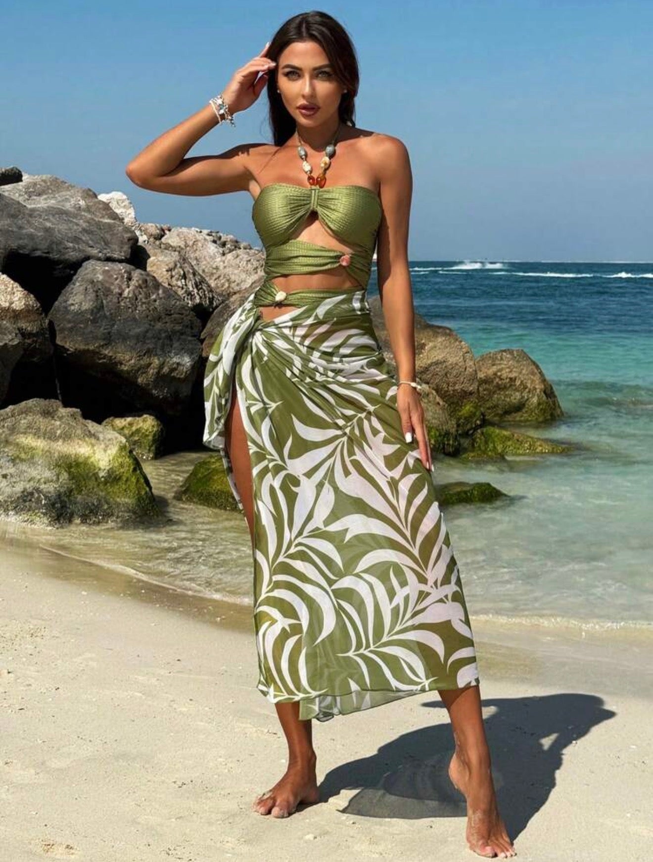 Maillot de bain une pièce avec cache maillot bohème