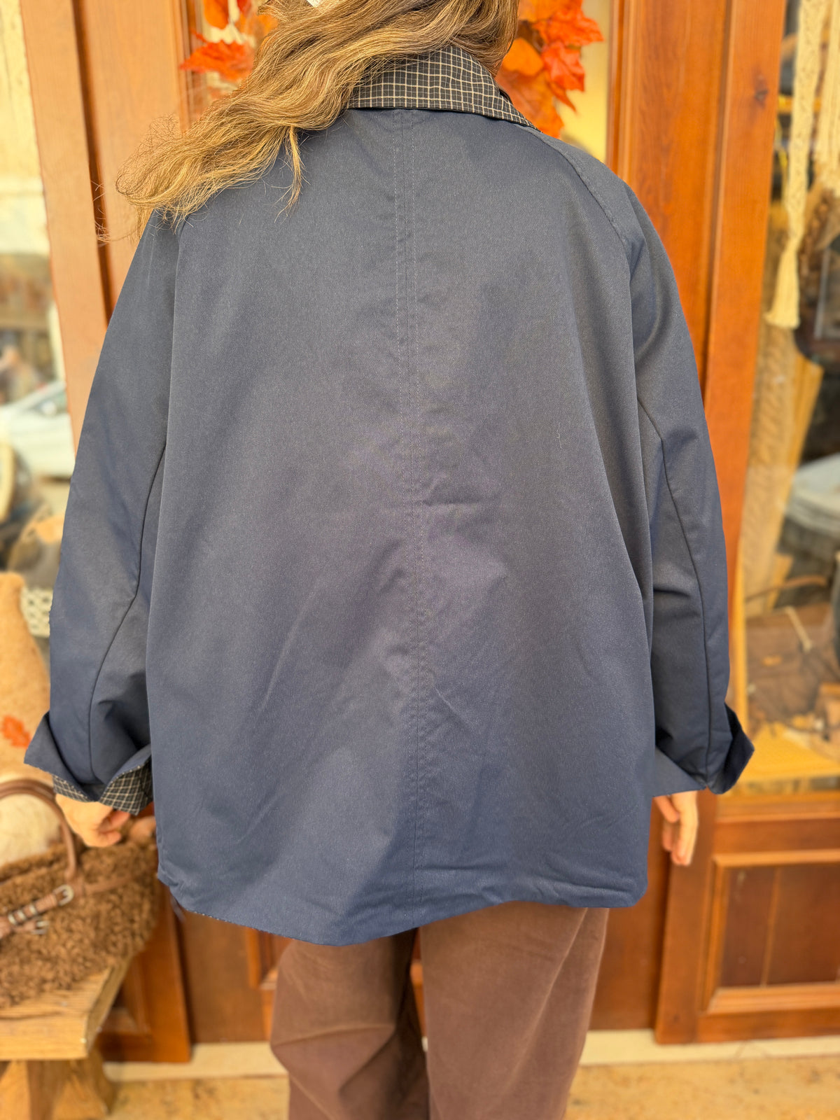 Trench-coat à carreaux reversible double face