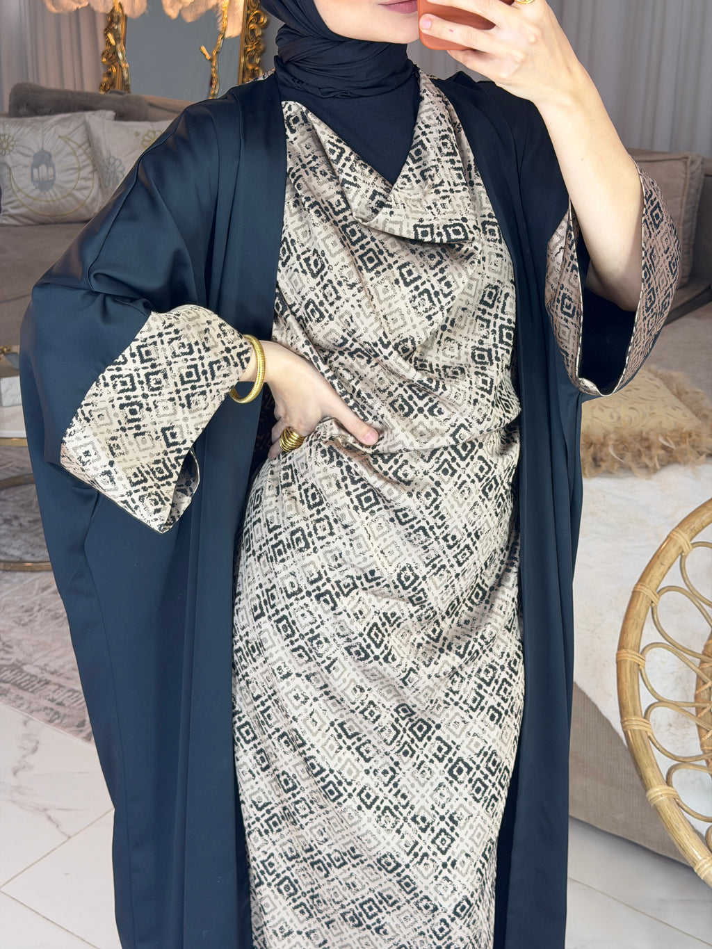 Abaya deux pièces en satin