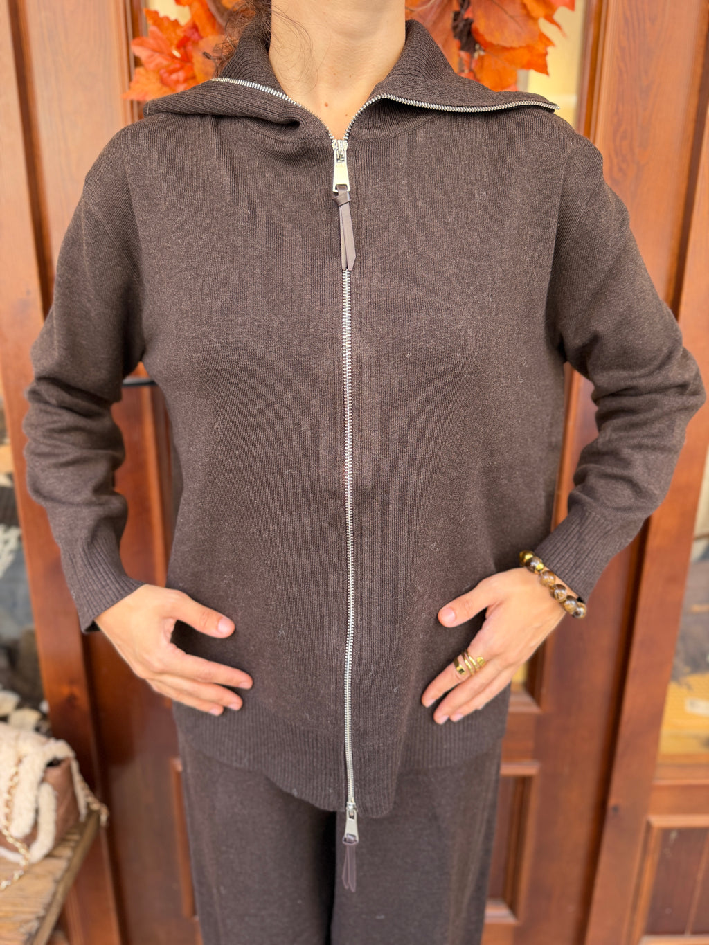 Ensemble en maille haut zip