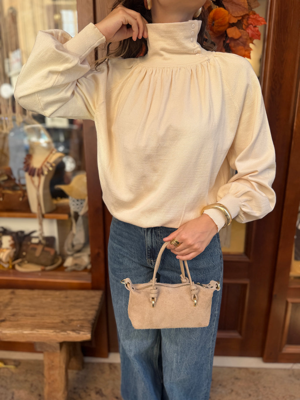 Pull col montant boutonné
