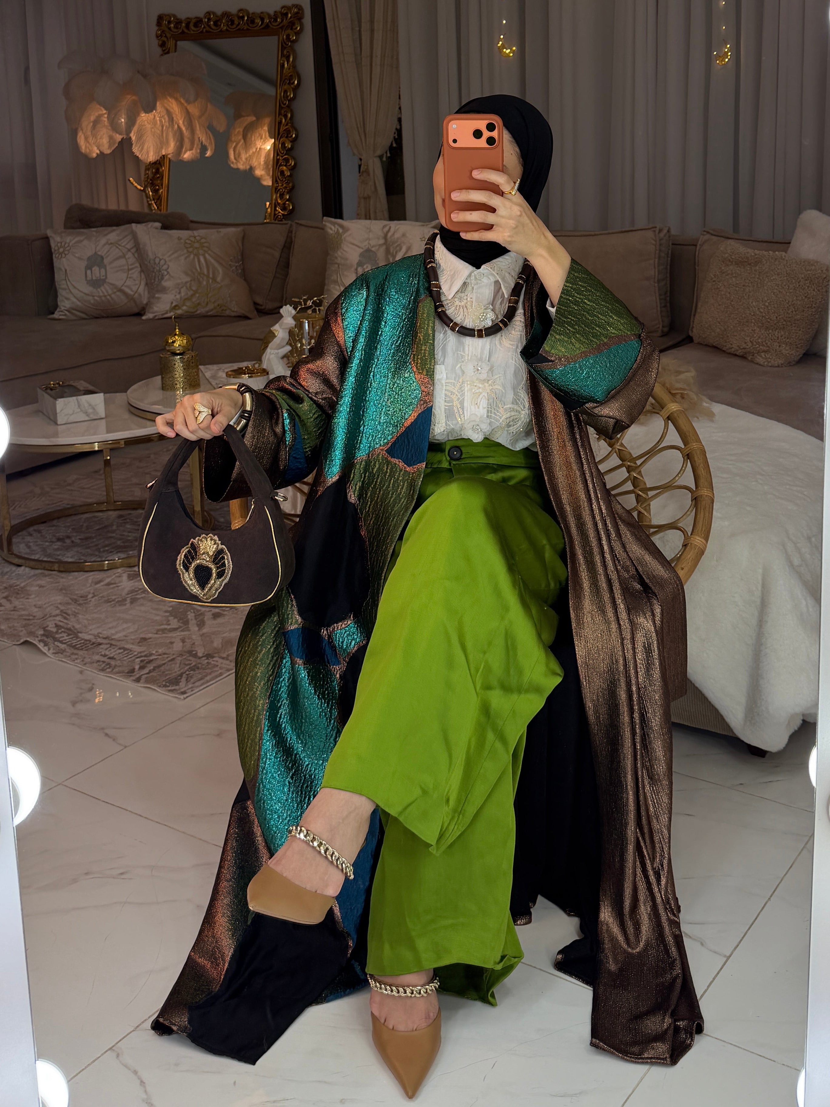 Abaya galaxy jaquard bronze