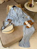 Ensemble chemise et pantalon en tissu rayonne