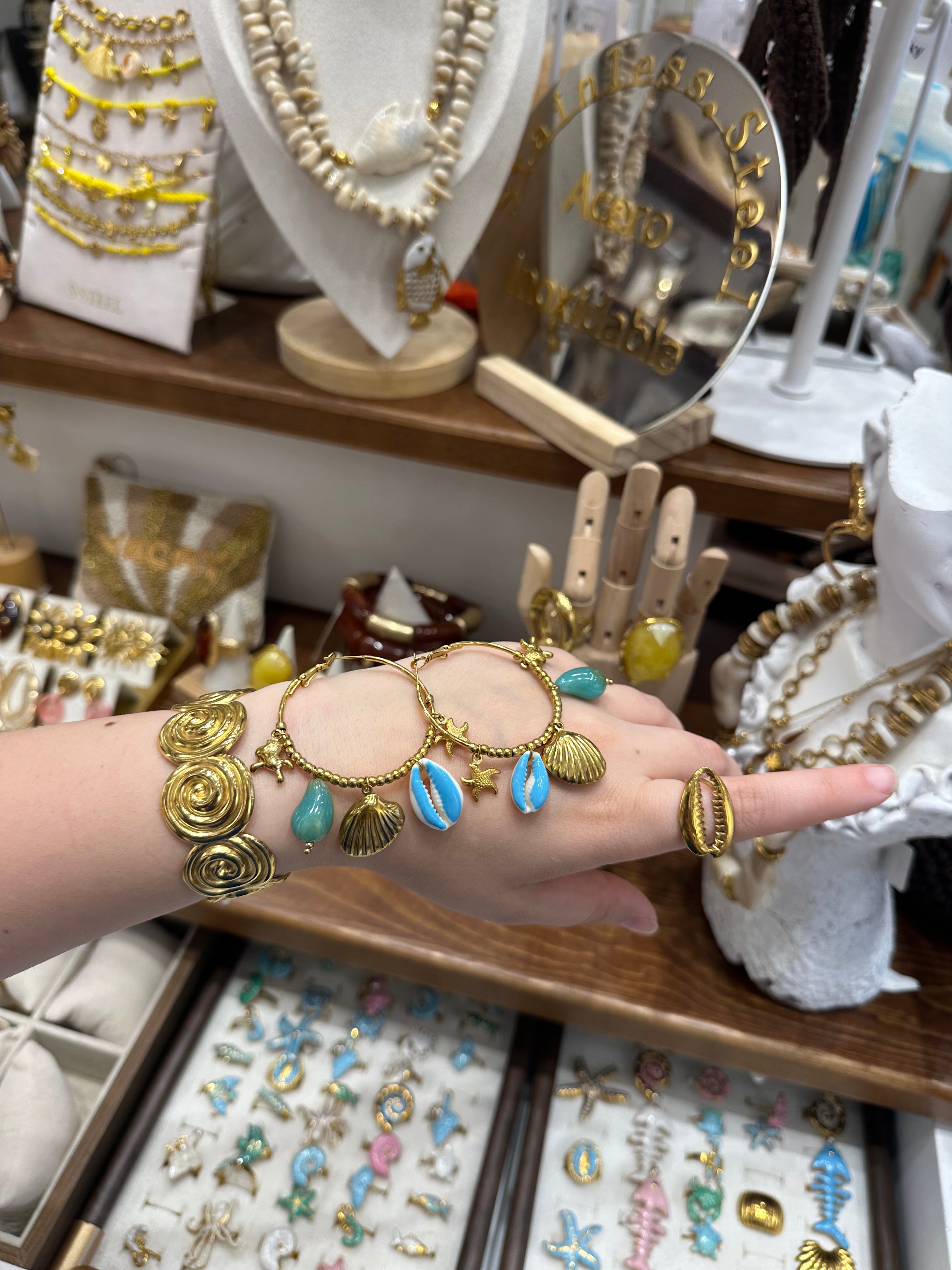Créoles Charms Coquillages Bleues