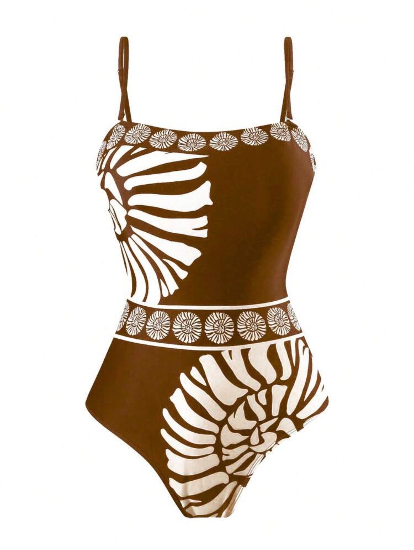 Maillot de bain une pièce avec paréo imprimé coquillages