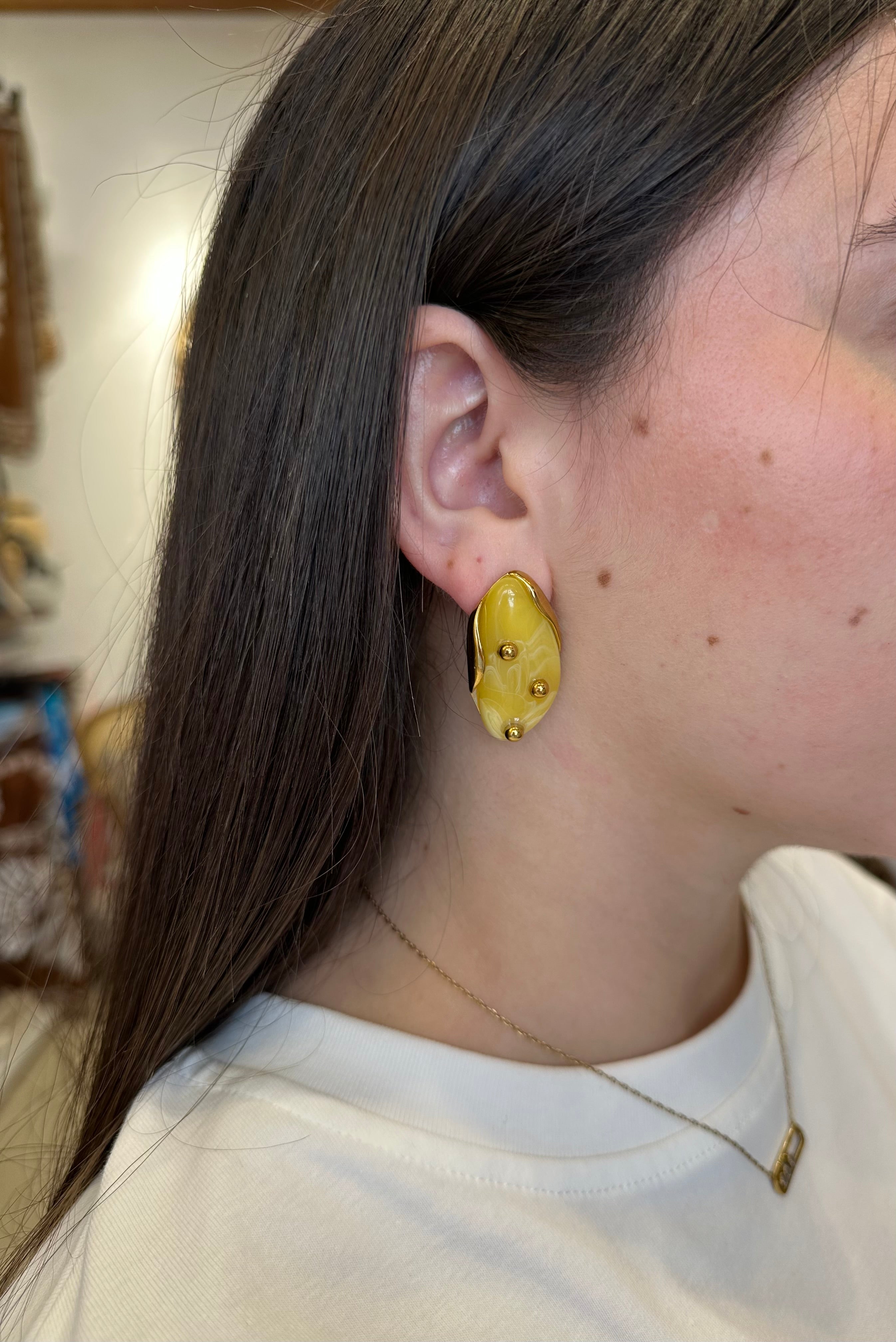 Boucles d’oreilles Ovales Jaunes
