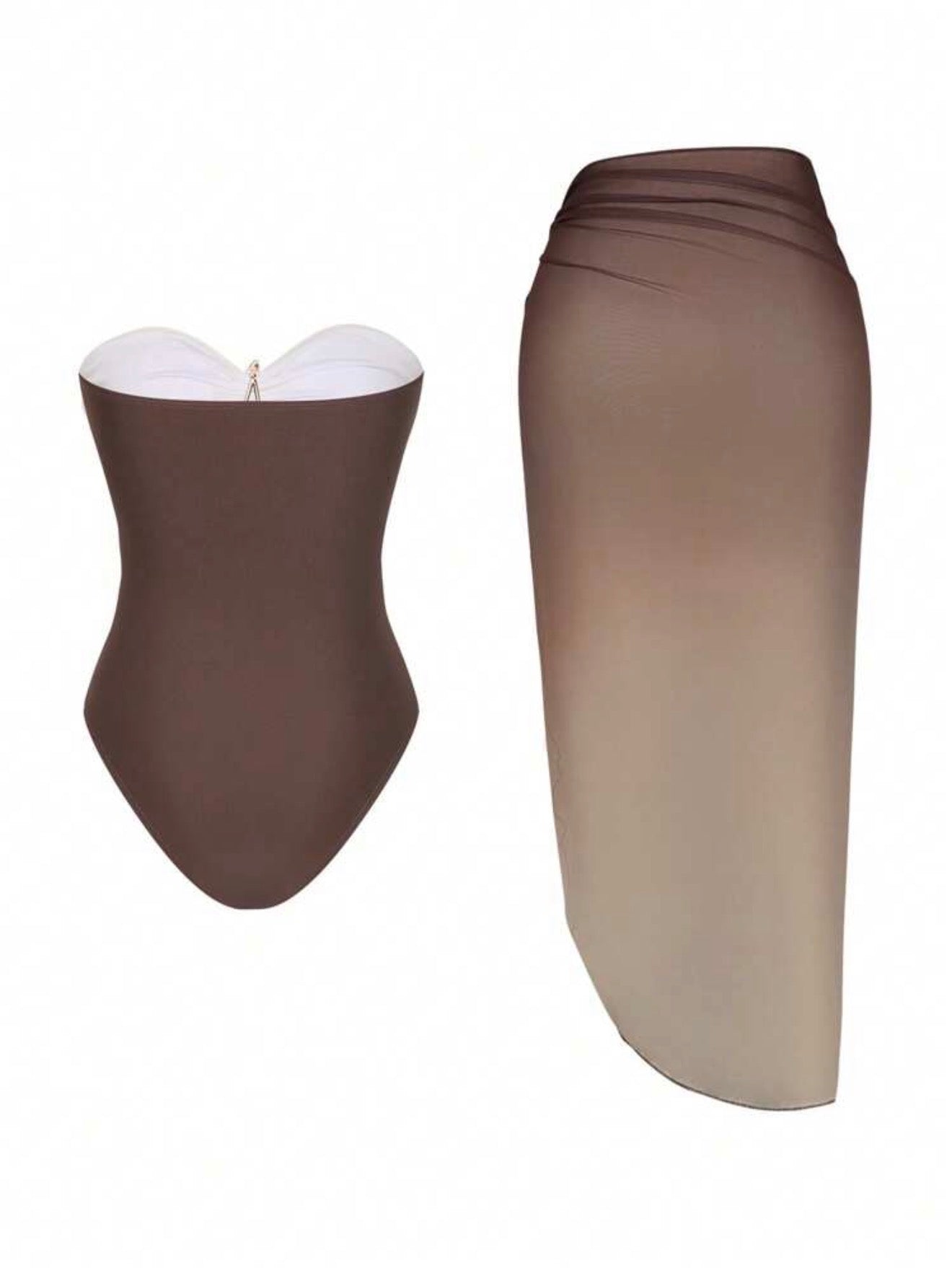 Maillot de bain une pièce dégradé avec jupe