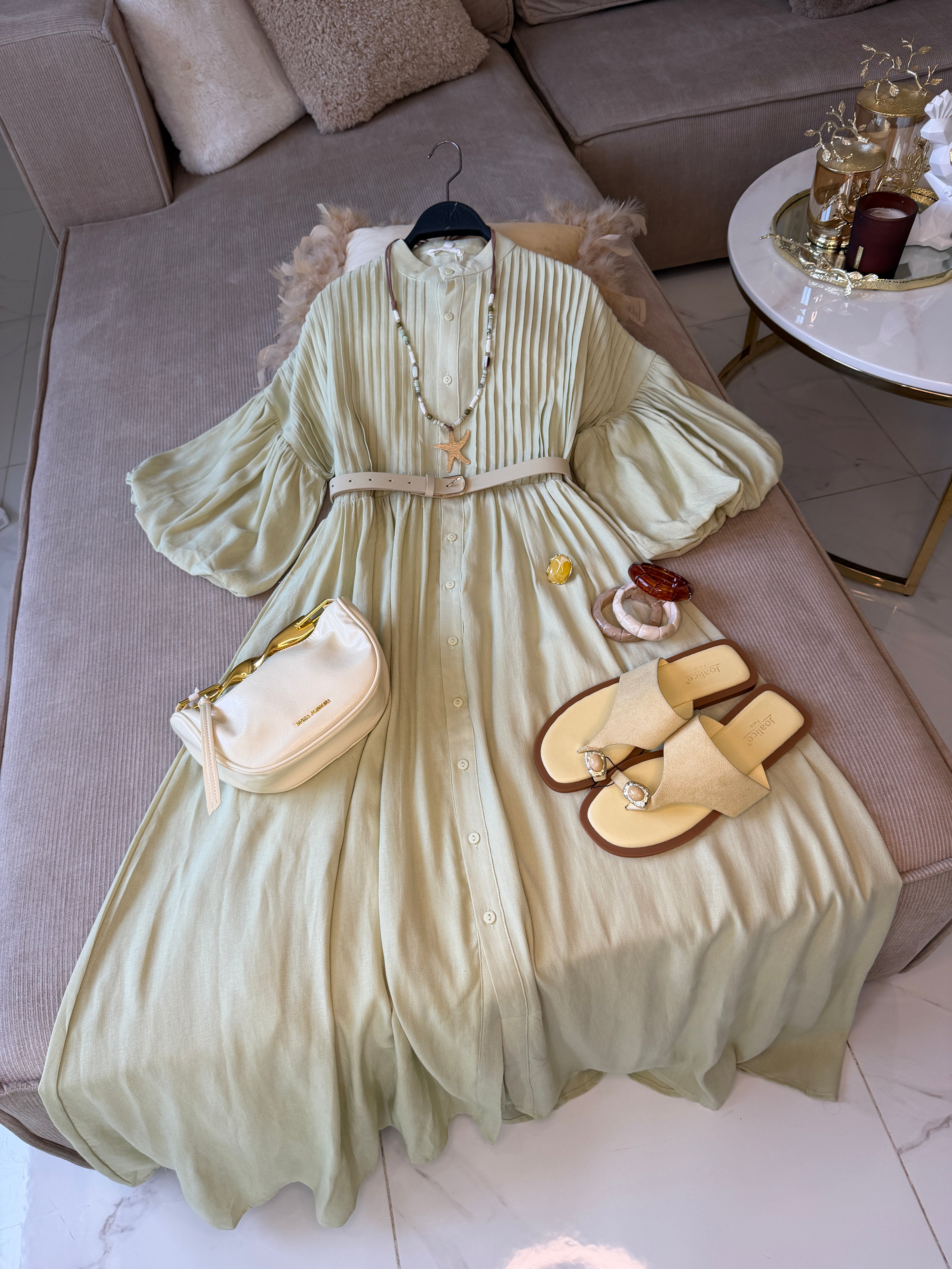 Robe Longue avec Ceinture Bohème Avocat