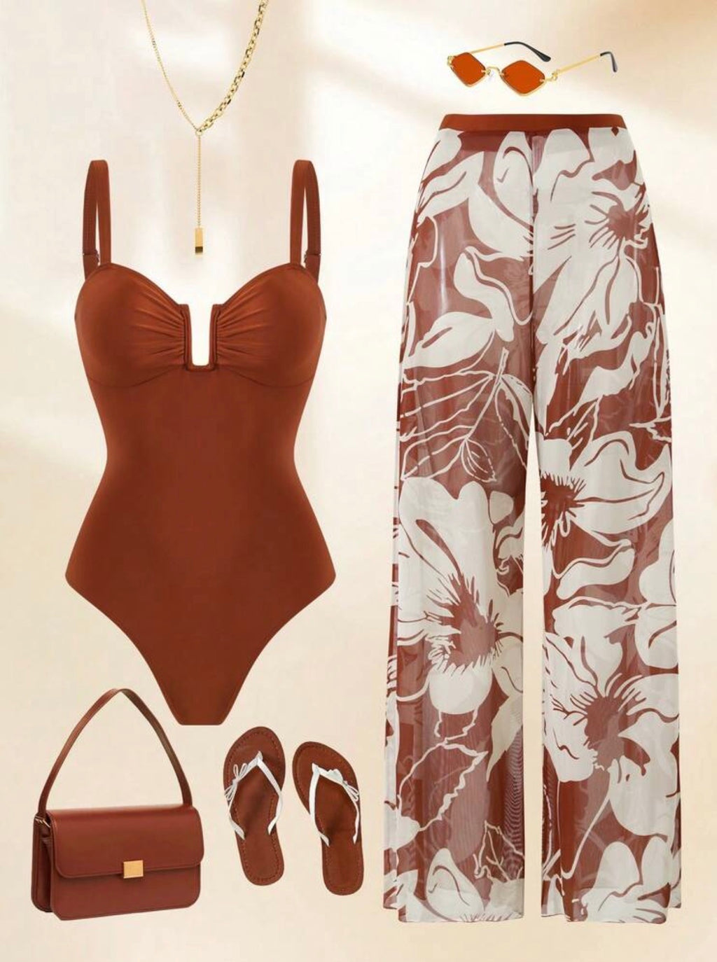 Maillot de bain une pièce avec pantalon cache maillot imprimé