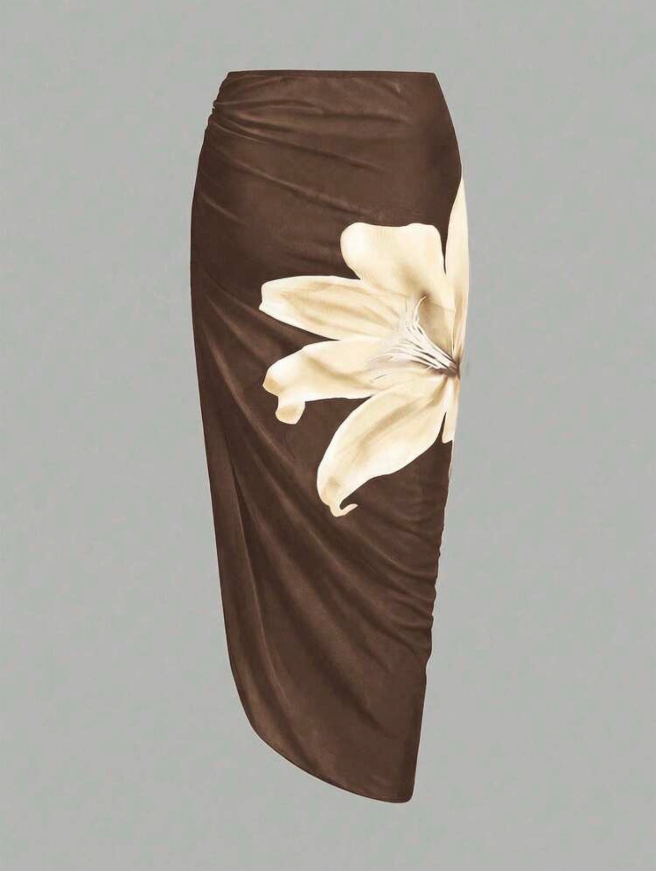 Maillot de Bain Orchidée une Pièce avec Paréo Marron