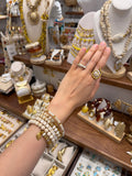 Bracelet Multi-Rangs Perles Blanches
