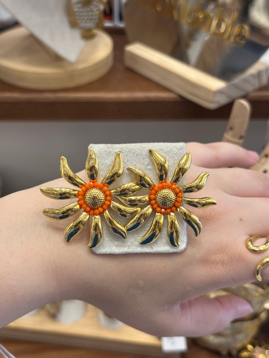 Boucles d’oreilles Soleil Perles Orange