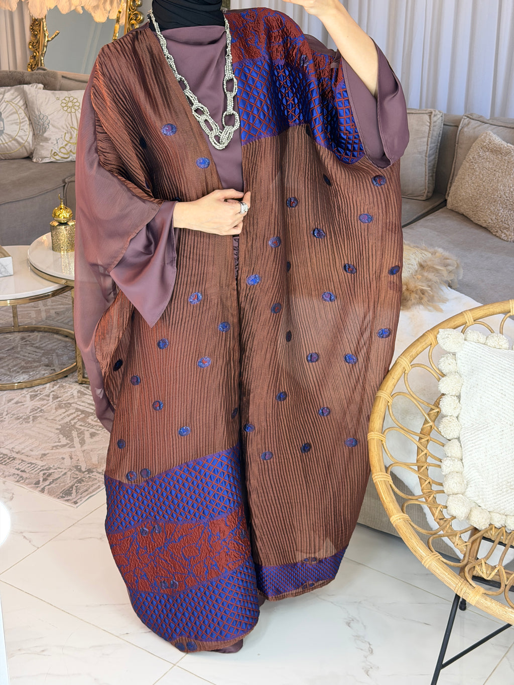 Abaya mousseline jacquard