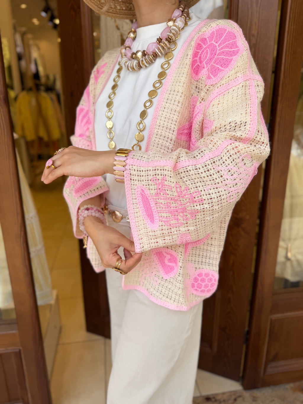 Gilet en Maille Broderie Marin