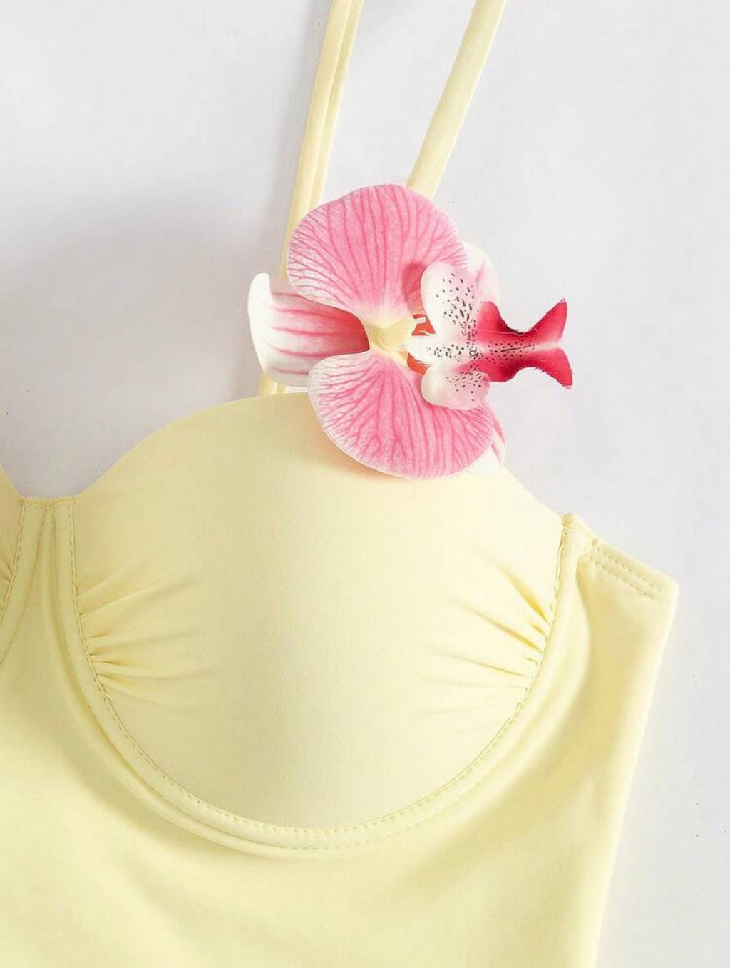 Maillot de Bain 1 Pièce avec Paréo Fleur Orchidée 3D