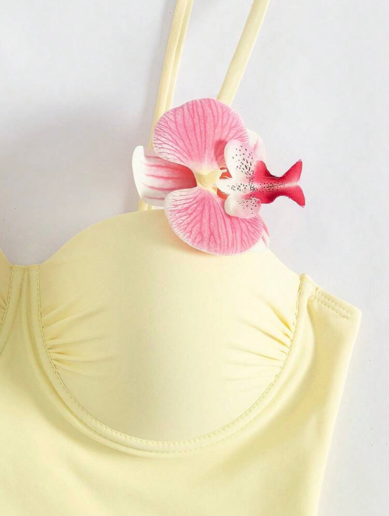 Maillot de Bain 1 Pièce avec Paréo Fleur Orchidée 3D