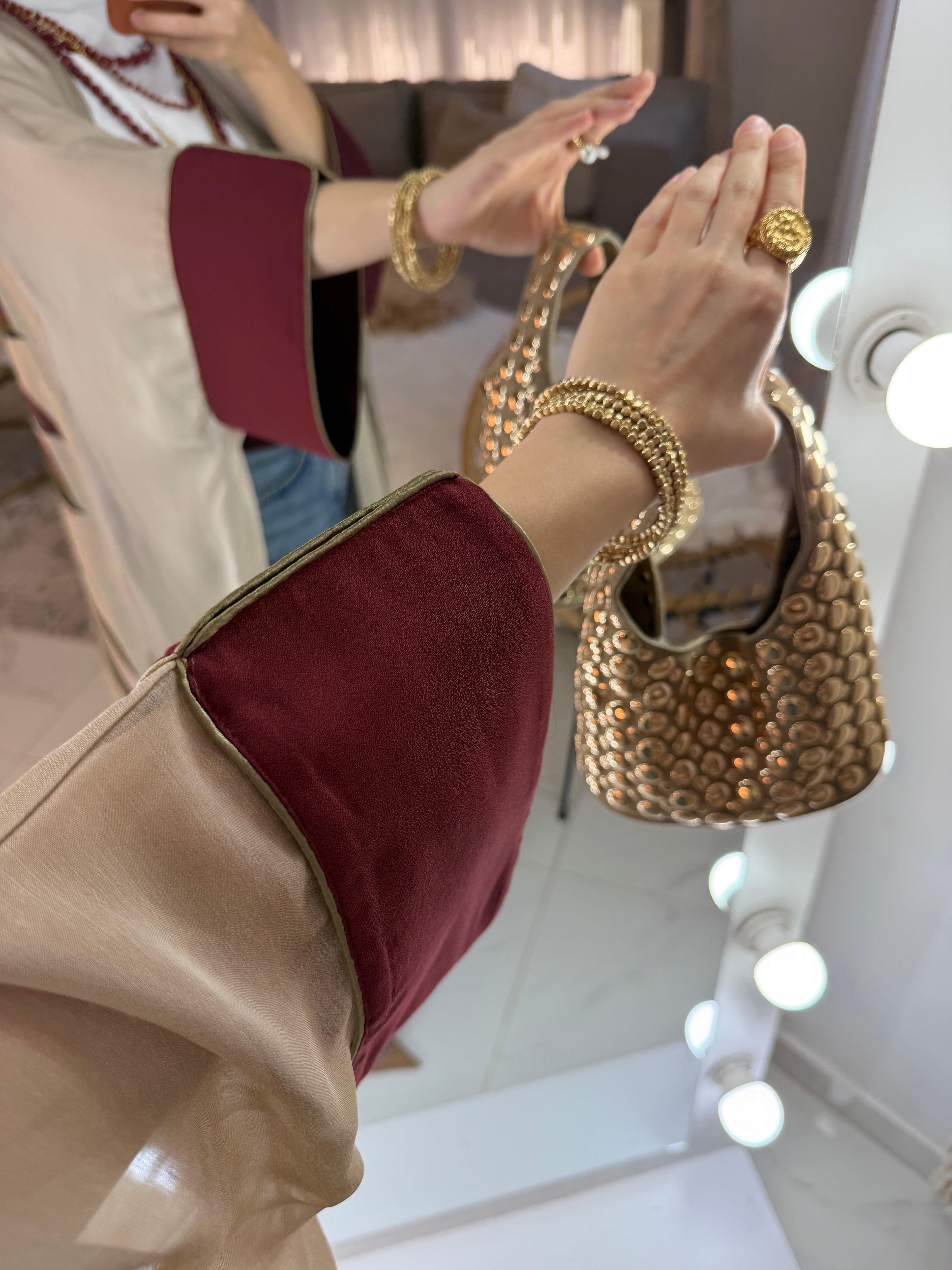 Abaya mousseline et jacquard